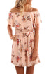 Sexy Floral Print Nude Off Shoulder A-line Dress